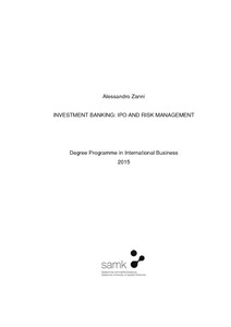 Investment Banking Ipo And Risk Management