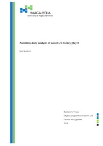 nutrition diary analysis of junior ice hockey player