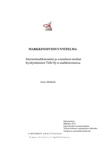 markkinointisuunnitelma internetmarkkinoinnin ja sosiaalisen markkinointisuunnitelma