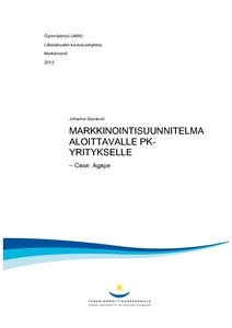 markkinointisuunnitelma aloittavalle pk yritykselle case agape markkinointisuunnitelma
